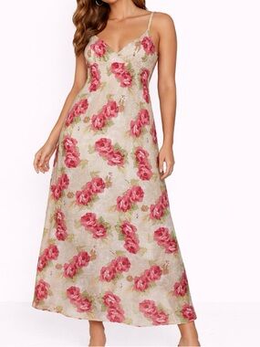 Derek Heart midi dress floral print V-neck 100% Cotton umpire waist smocked SZ M